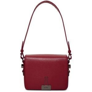 Off-white red binder clip flap bag